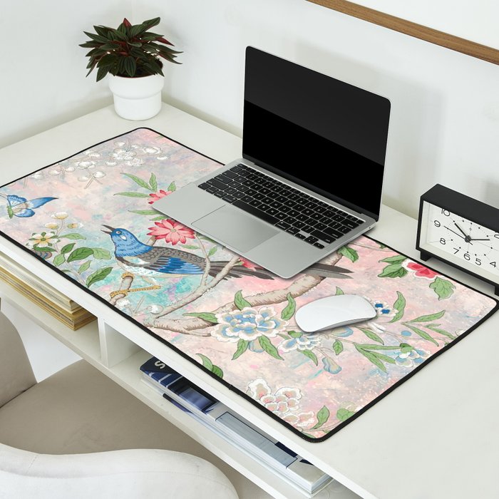Chinoiserie Magpie Blooming Peony Botanical Garden Desk Mat Gallery Image 2