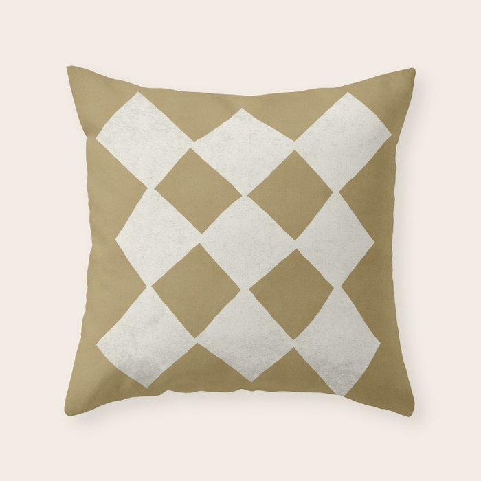 Diamond Pattern Abstract - Gold Beige Throw Pillow Gallery Image 2