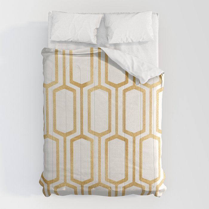 Mid Century Metallic Geometric Pattern Comforter Gallery Image 1