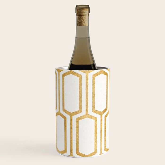 Mid Century Metallic Geometric Pattern Wine Chiller Gallery Image 3