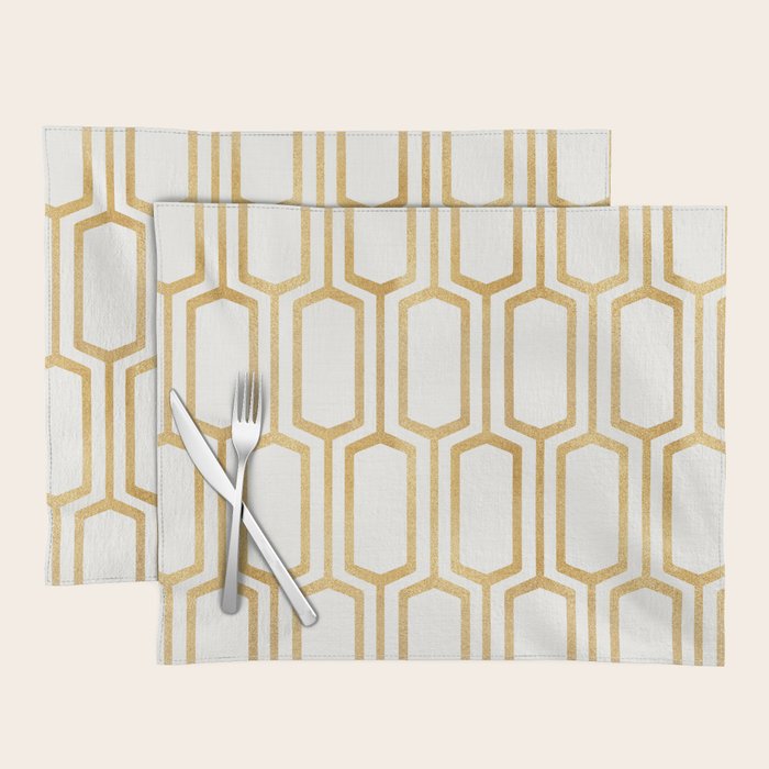 Mid Century Metallic Geometric Pattern Placemat Gallery Image 1