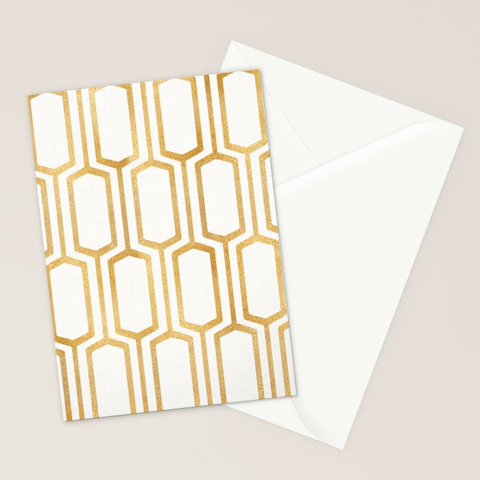 Mid Century Metallic Geometric Pattern Stationery Card Gallery Image 2