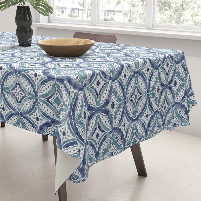 Boho Indigo Damask B Tablecloth Gallery Image 3