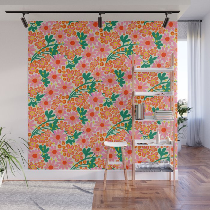 Happy flowers Wall Mural Gallery Image 1