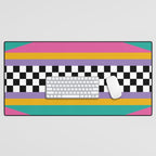 Checkered pattern grid / Vintage 80s / Retro 90s Desk Mat Gallery Image 1