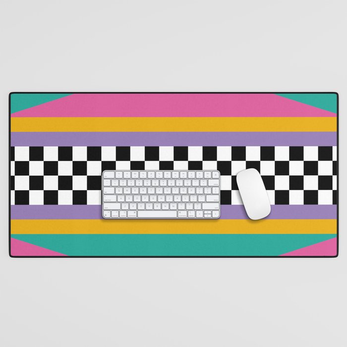 Checkered pattern grid / Vintage 80s / Retro 90s Desk Mat Gallery Image 1