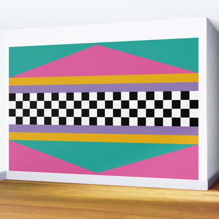 Checkered pattern grid / Vintage 80s / Retro 90s Wall Mural Gallery Image 2