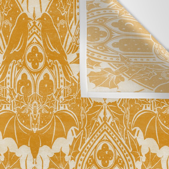 Gothic Halloween Damask - marigold and cream  Wall Tapestry Gallery Image 3