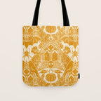 Gothic Halloween Damask - marigold and cream  Tote Bag Gallery Image 1