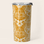Gothic Halloween Damask - marigold and cream  Travel Mug Gallery Image 2