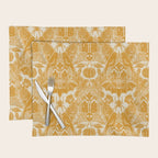 Gothic Halloween Damask - marigold and cream  Placemat Gallery Image 1
