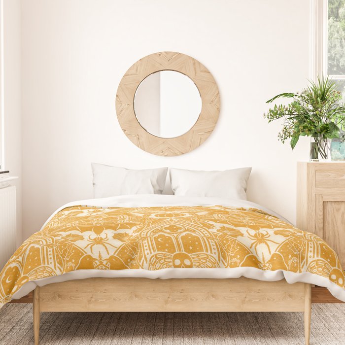 Gothic Halloween Damask - marigold and cream  Duvet Cover Gallery Image 3