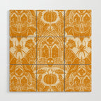 Gothic Halloween Damask - marigold and cream  Wood Wall Art Gallery Image 1