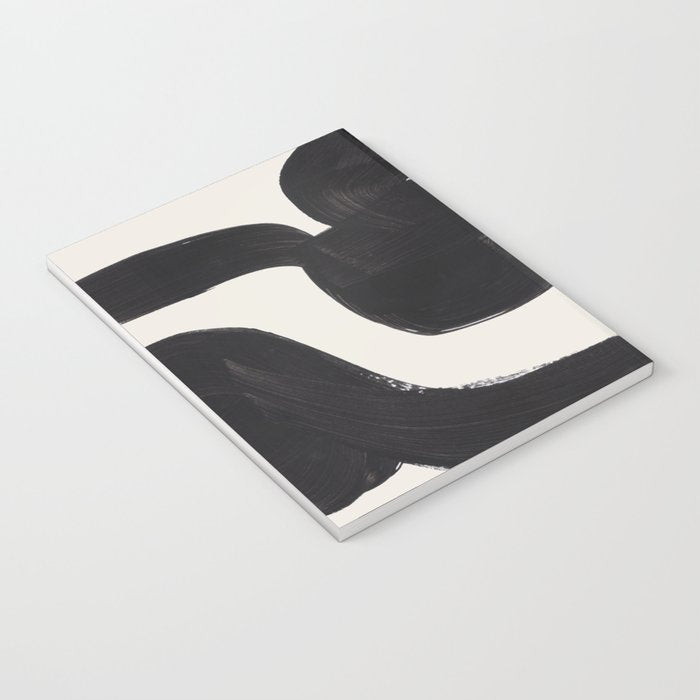 Mid Century Modern Minimalist Abstract Art Brush Strokes Black & White Ink Art Maze Notebook Gallery Image 3