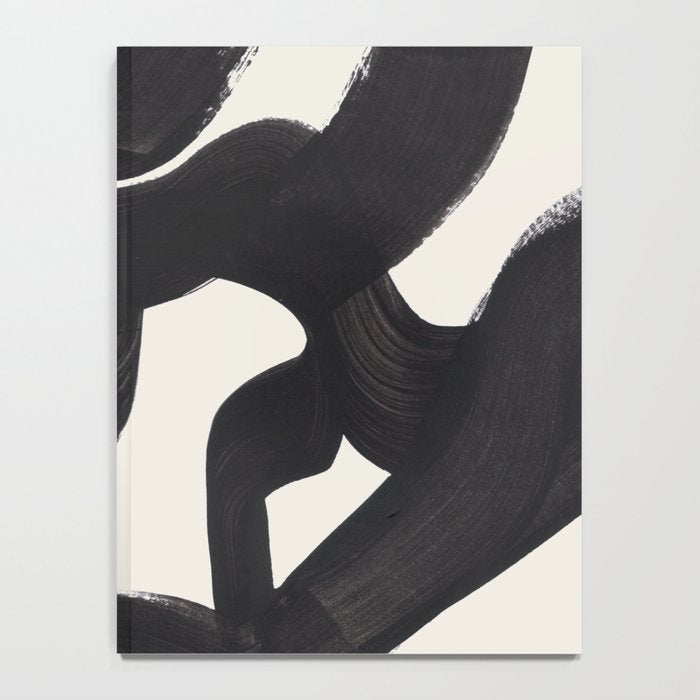 Mid Century Modern Minimalist Abstract Art Brush Strokes Black & White Ink Art Maze Notebook Gallery Image 4