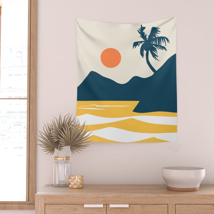 Retro Landscape 02B Wall Tapestry Gallery Image 2