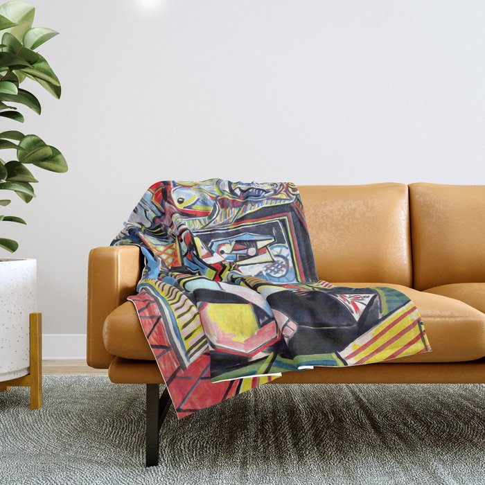 Picasso - Les Femmes d'Alger (Women of Algiers) 1955 Artwork Throw Blanket Gallery Image 1