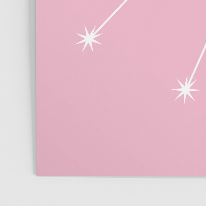 Taurus Zodiac Star Constellation Line Art Soft Pink Poster Gallery Image 3
