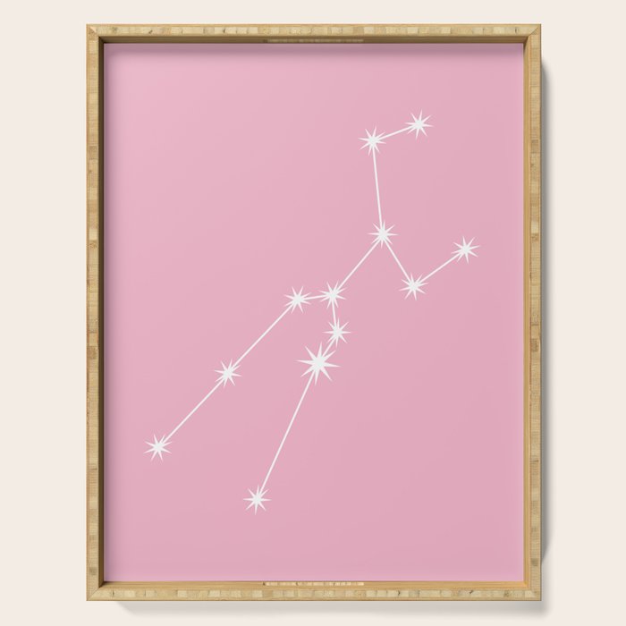 Taurus Zodiac Star Constellation Line Art Soft Pink Serving Tray Gallery Image 1