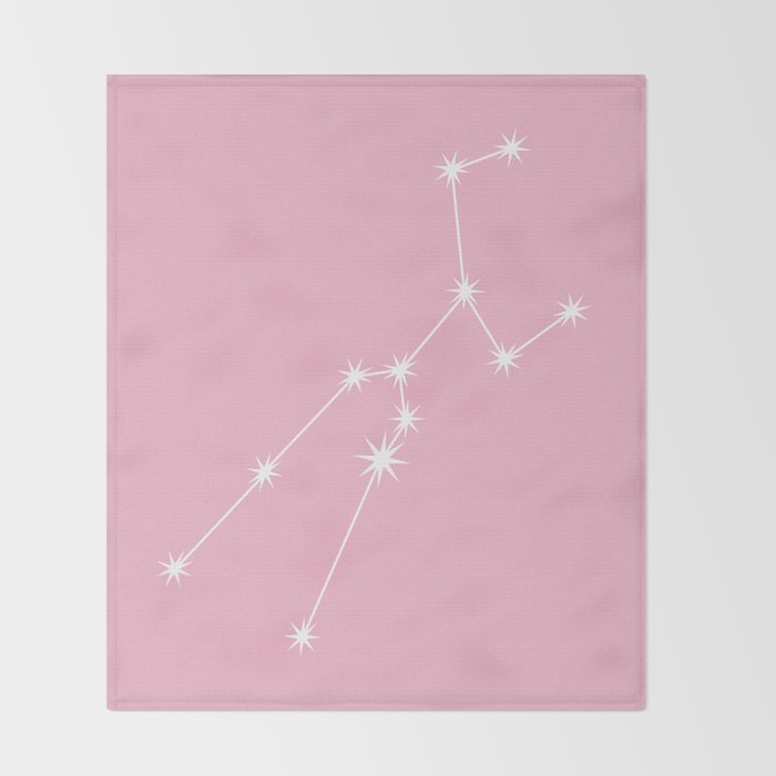 Taurus Zodiac Star Constellation Line Art Soft Pink Throw Blanket Gallery Image 2