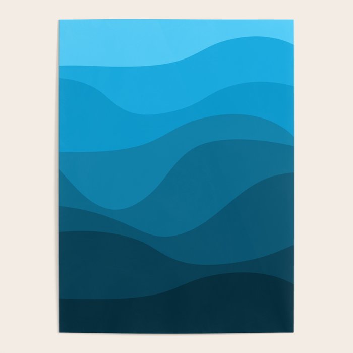 Blue wavy ocean Poster Gallery Image 4