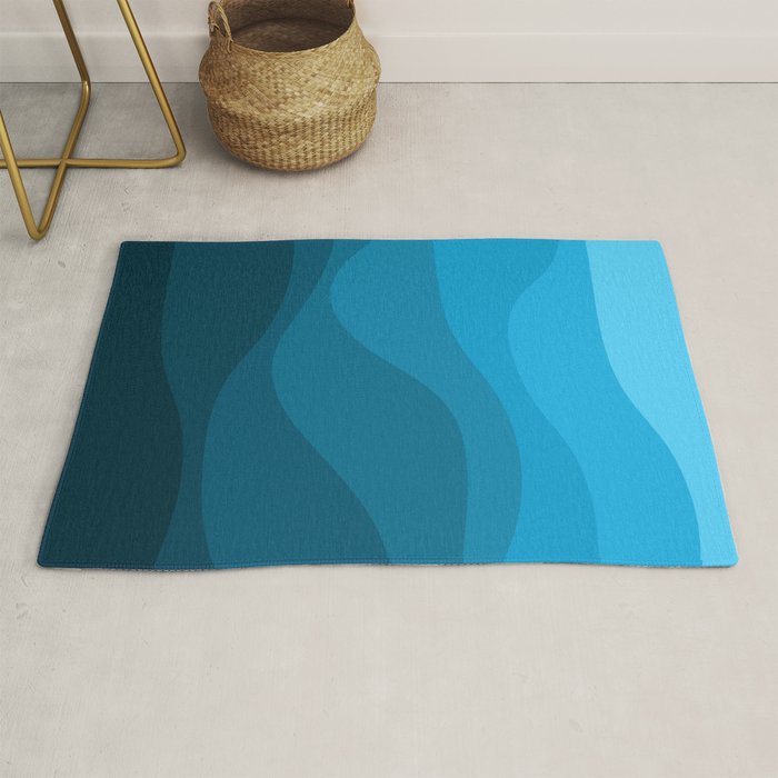 Blue wavy ocean Rug Gallery Image 1