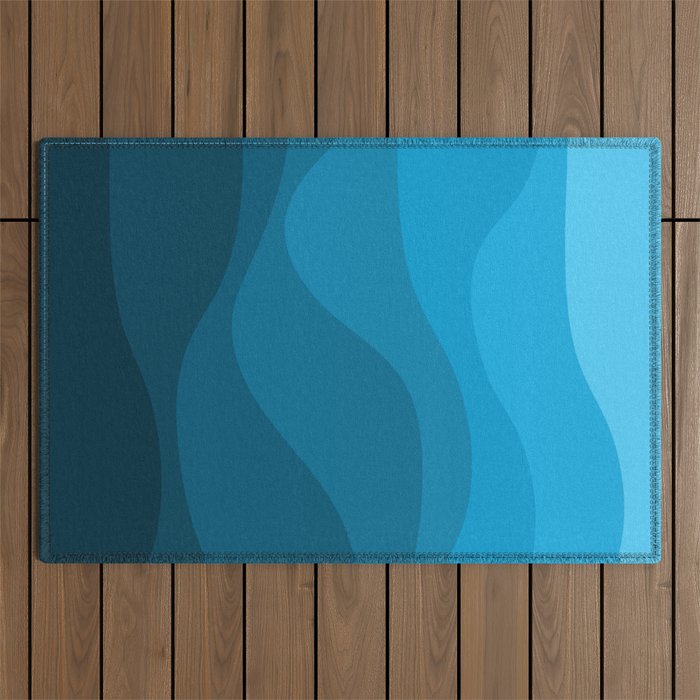 Blue wavy ocean Outdoor Rug