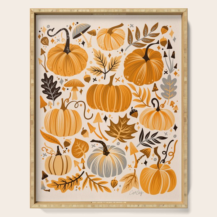 Pumpkin Confetti - Orange on Cream Serving Tray Gallery Image 1