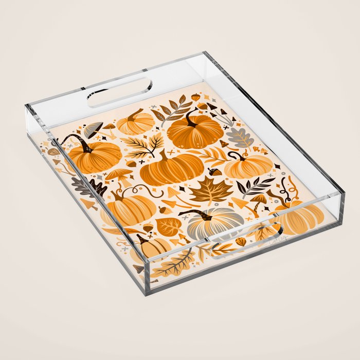 Pumpkin Confetti - Orange on Cream Acrylic Tray Gallery Image 1