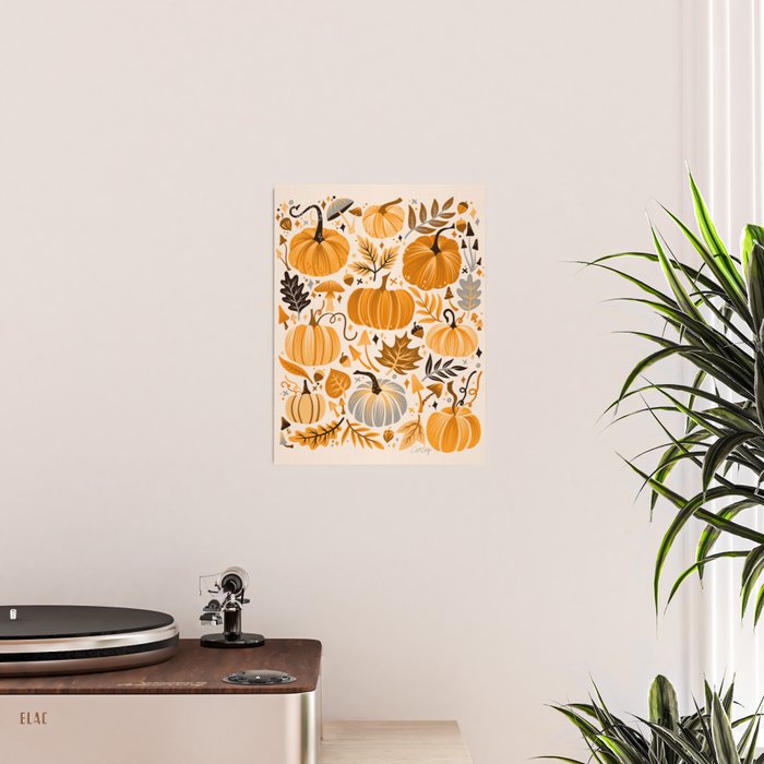 Pumpkin Confetti - Orange on Cream Poster Gallery Image 2