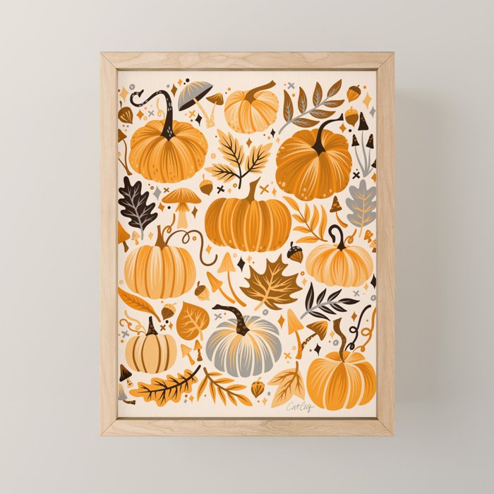 Pumpkin Confetti - Orange on Cream Mini Art Print Gallery Image 1