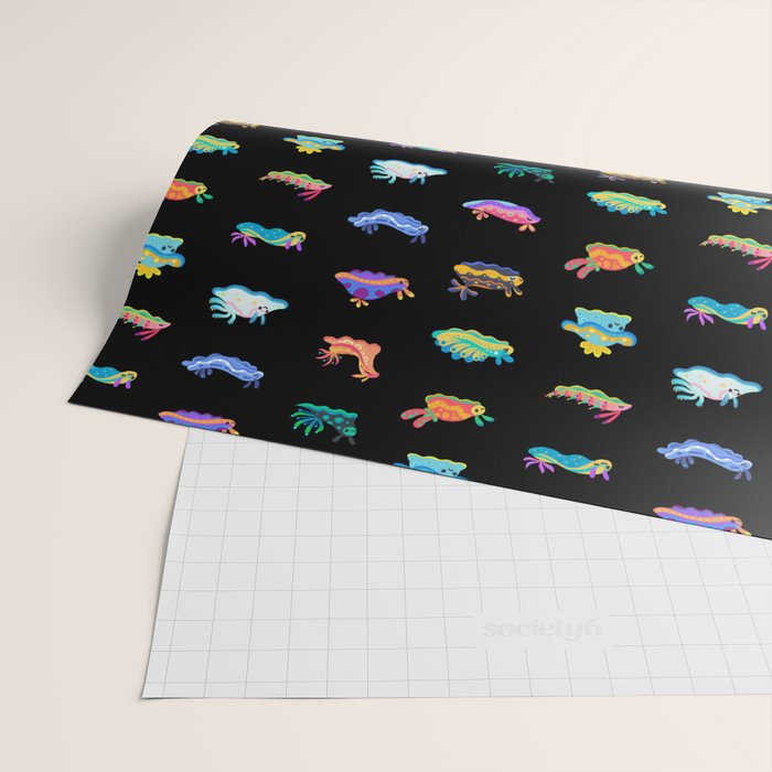Sea slug - black Wrapping Paper Gallery Image 2