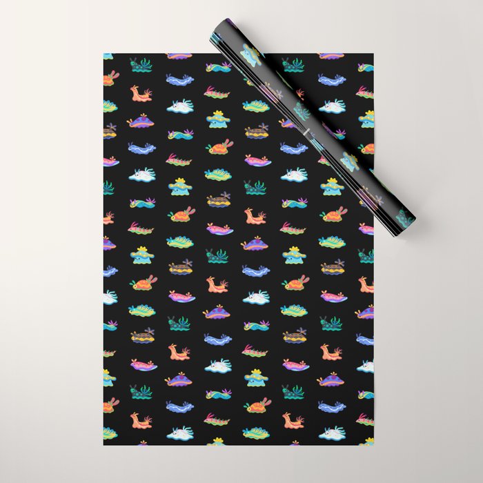 Sea slug - black Wrapping Paper Gallery Image 1