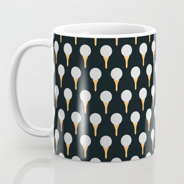 Golf Ball & Tee Pattern (Black) Coffee Mug Gallery Image 3