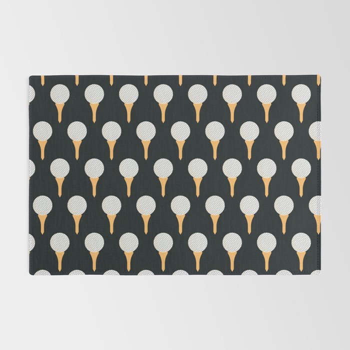Golf Ball & Tee Pattern (Black) Rug Gallery Image 2