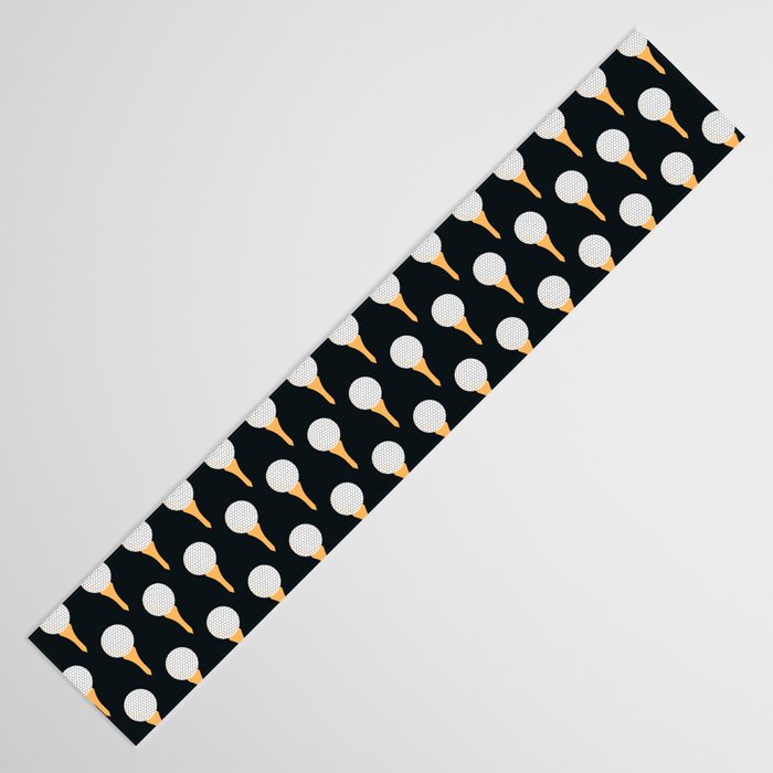 Golf Ball & Tee Pattern (Black) Table Runner Gallery Image 3