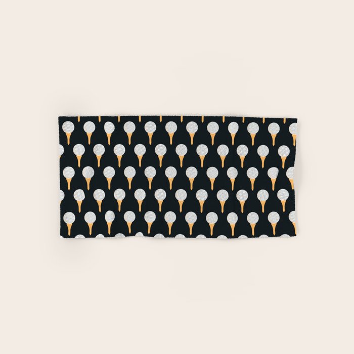 Golf Ball & Tee Pattern (Black) Bath Towel Gallery Image 1