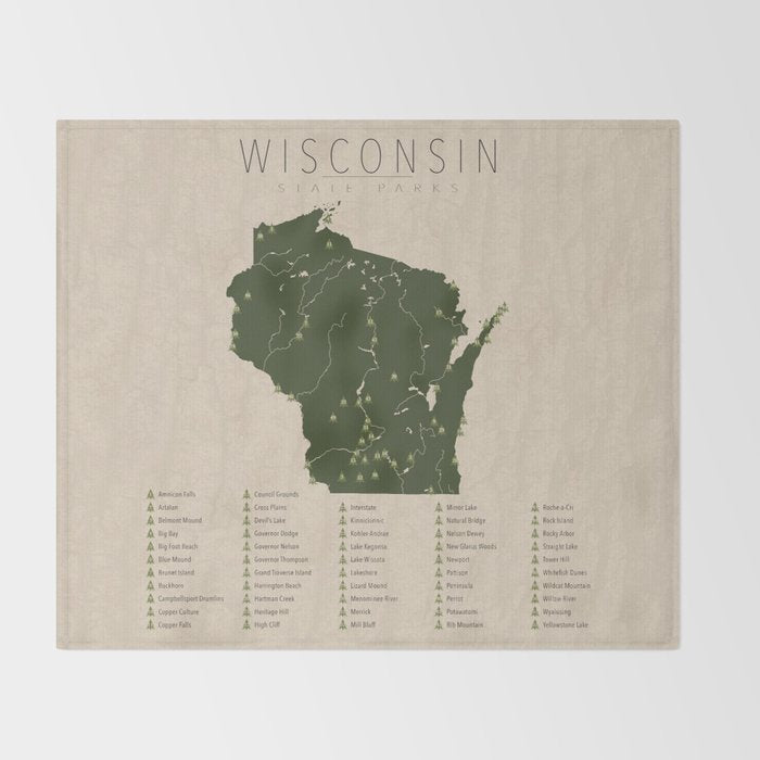 Wisconsin Parks Throw Blanket Gallery Image 2