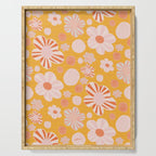 Pop Art Stripe Flowers in Retro Tangerine Serving Tray Gallery Image 1