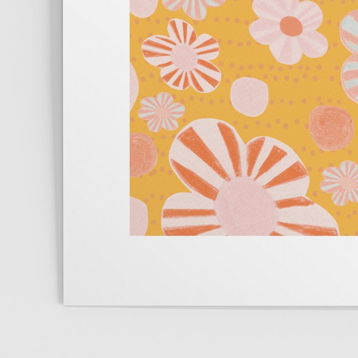 Pop Art Stripe Flowers in Retro Tangerine Poster Gallery Image 3