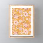 Pop Art Stripe Flowers in Retro Tangerine Mini Art Print Gallery Image 1