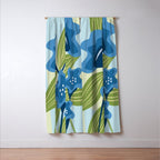Blue Flowers and Green Leaves Window Curtain Gallery Image 3