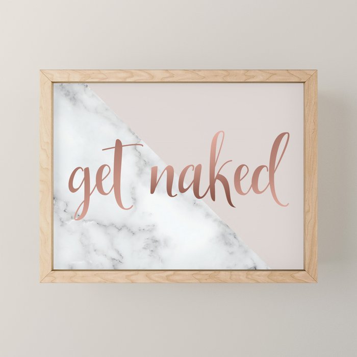 Get Naked, Bathroom Art, Rose Gold, Blush Pink, Marble Mini Art Print Gallery Image 1