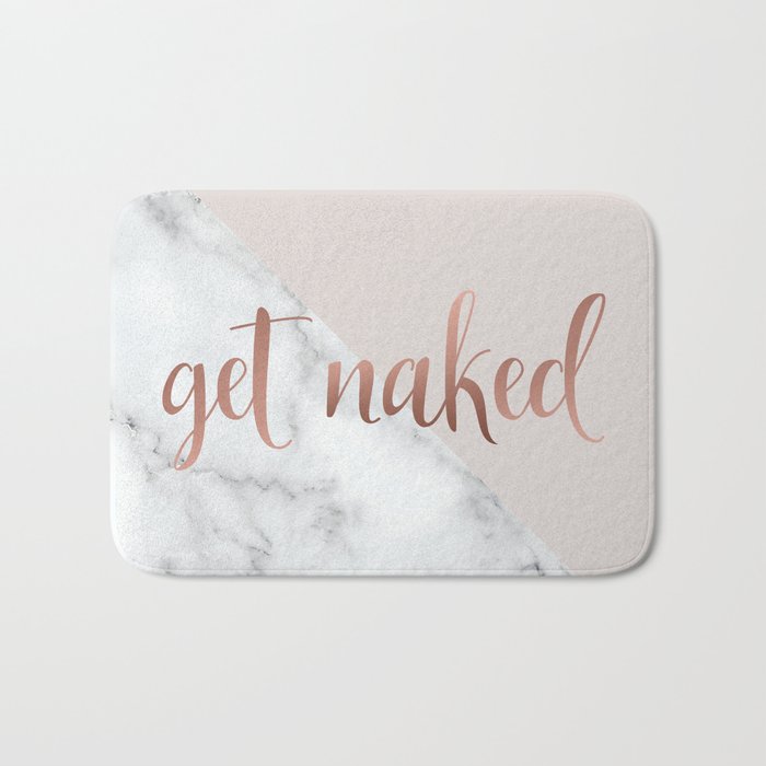 Get Naked, Bathroom Art, Rose Gold, Blush Pink, Marble Bath Mat Gallery Image 1