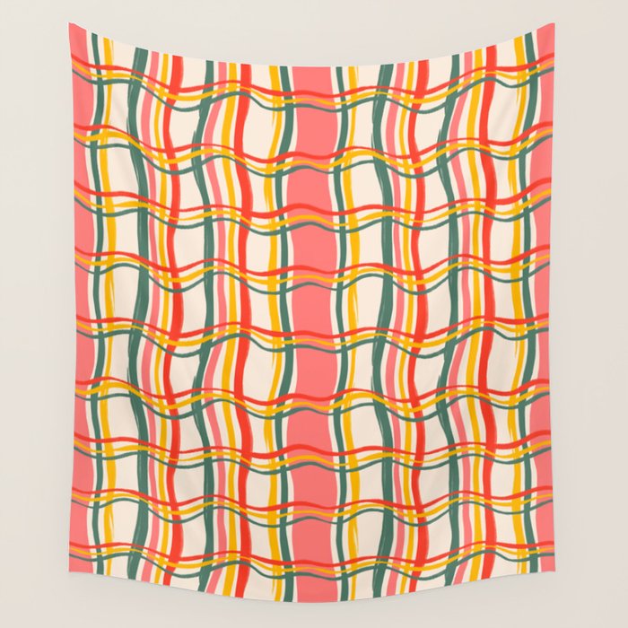 Wavy Plaid Wall Tapestry Gallery Image 1