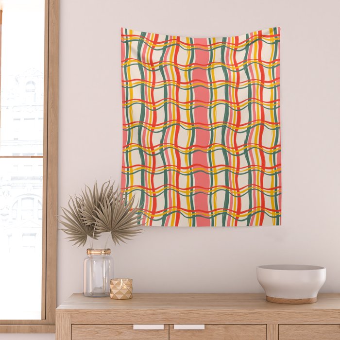 Wavy Plaid Wall Tapestry Gallery Image 2