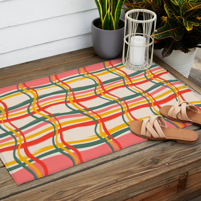 Wavy Plaid Outdoor Rug Gallery Image 2