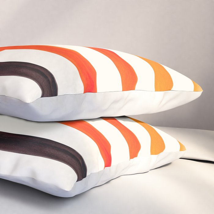 Orange & Black Geometric Minimal Mid Century Modern Lightning Bolt Pattern Watercolor Art Pillow Sham Gallery Image 3