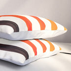 Orange & Black Geometric Minimal Mid Century Modern Lightning Bolt Pattern Watercolor Art Pillow Sham Gallery Image 3