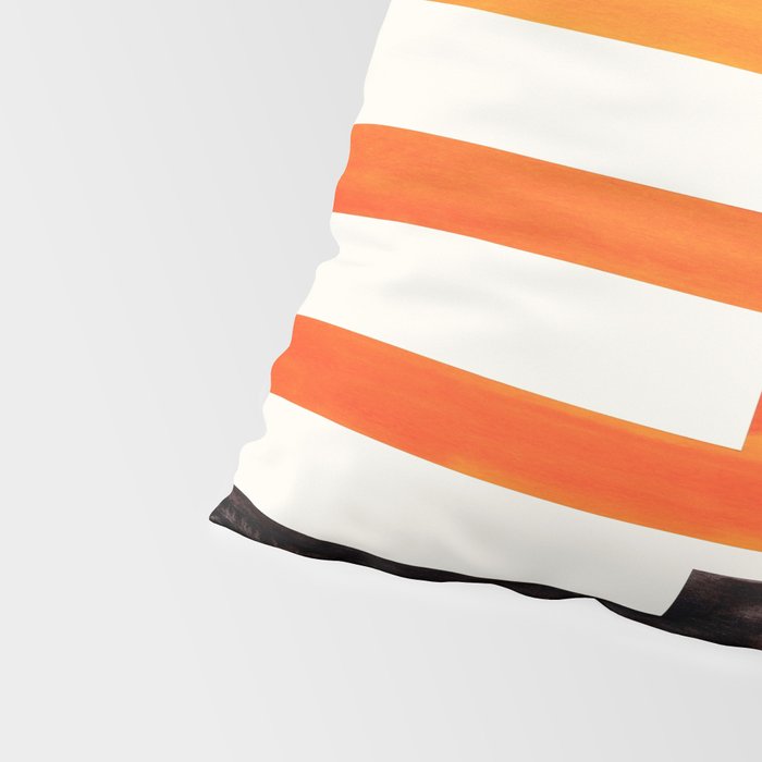 Orange & Black Geometric Minimal Mid Century Modern Lightning Bolt Pattern Watercolor Art Pillow Sham Gallery Image 4